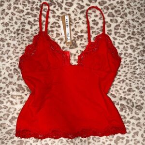 SOLD!!!!! SKIMS Fits Everybody Triangle Lace Cami Cayenne - Small NWT